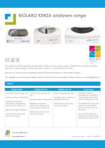 Comparative table KENZA analysers